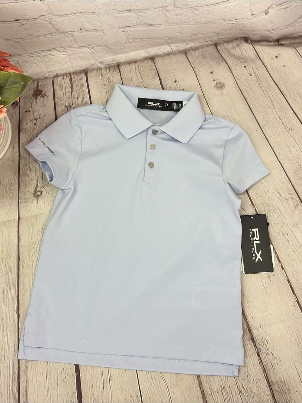 NWT RLX Ralph Lauren golf oxford Light Blue Polo girls 6 activewear tennis prep